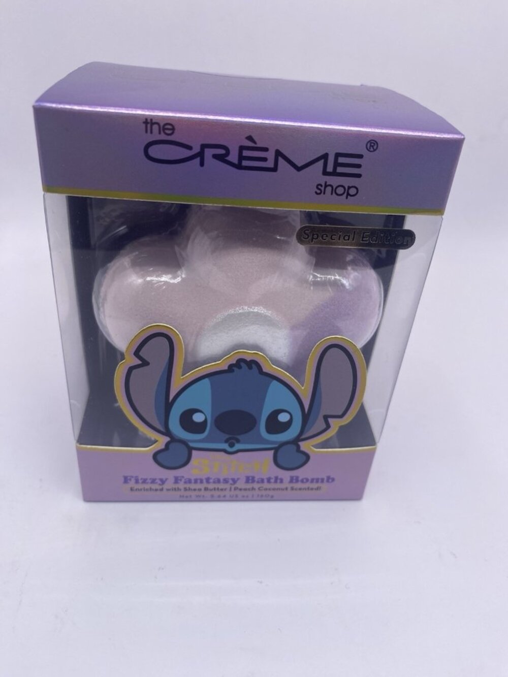 Disney Stitch Bath Bomb The Creme Shop Special Edition Peach Coconut 5.64oz NIB